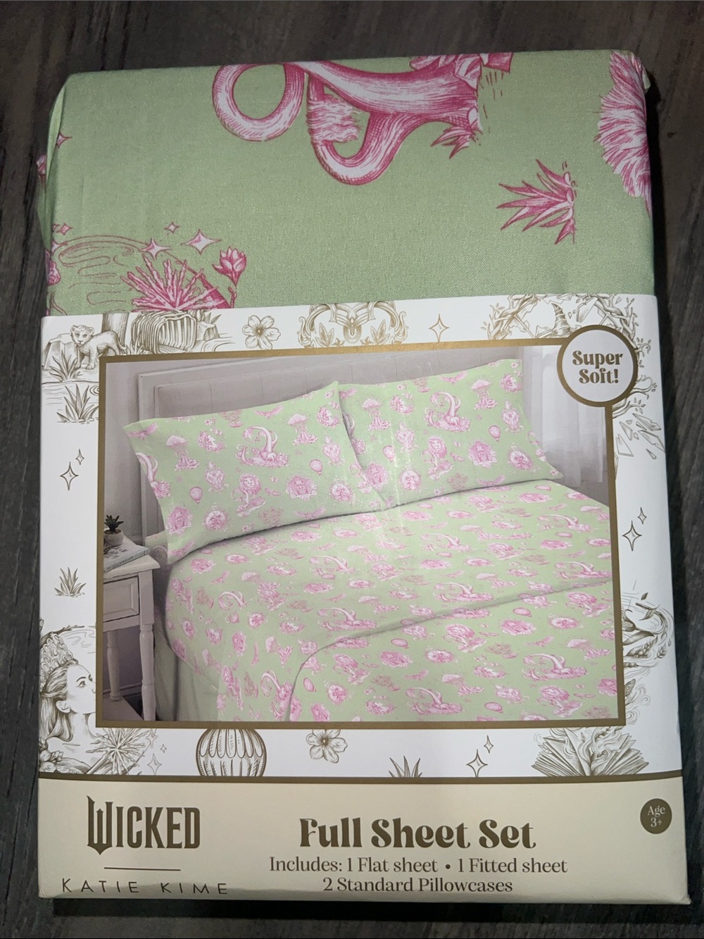 Wicked - Katie Kime Full Sheet Set with Pink Floral Motif